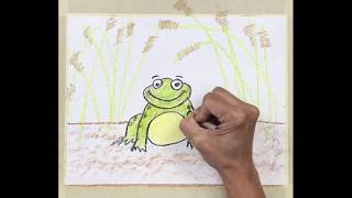 How to Draw The Wide Mouthed Frog With Crayons [upl. by Schnurr942]