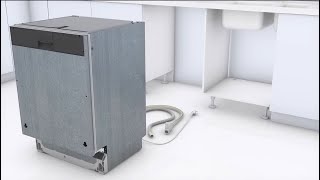 BOSCH fully integrated dishwasher installation animation in 6 steps [upl. by Nofpets]