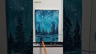 Magical Winter Night Painting Tutorial [upl. by Efi420]