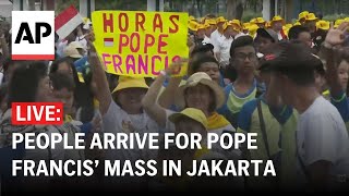 LIVE People arrive for Pope Francis’ Mass at Jakarta stadium in Indonesia [upl. by Llehcor]