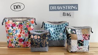 DRAWSTRING BAG  Learn how to sew this beginner friendly contrasting bottom drawstring bag [upl. by Alyworth992]