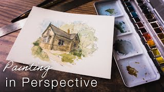 Watercolour and Pen  Drawing Houses in Perspective [upl. by Cassie]