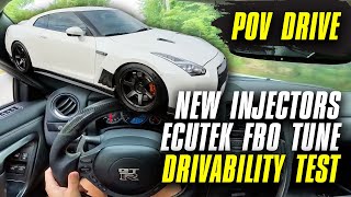 R35 GTR POV DRIVE  NEW INJECTORS AND SWITCHED TO ECUTEK FBO E85 [upl. by Aciret221]