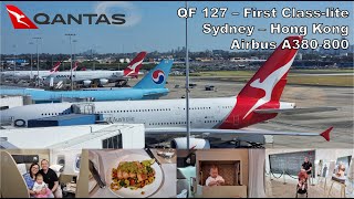 Qantas First Classlite Nov 2023  Sydney to Hong Kong QF 127  Airbus 380800 [upl. by Naitsirhc]