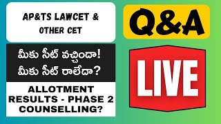 APampTS LAWCET 2023  Allotment results amp Other CET QampA Live [upl. by Endor]