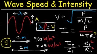 Wave Speed on a String  Tension Force Intensity Power Amplitude Frequency  Inverse Square Law [upl. by Suidaht]