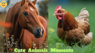 Animals amp Bird Moments Chicken Horse Monkey Duck Etc [upl. by Irrok]