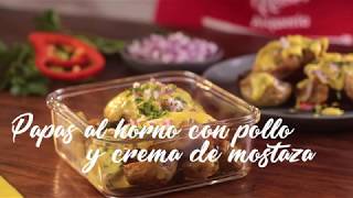 ¿Cómo hacer Papas al horno con pollo y crema de mostaza [upl. by Oicangi]