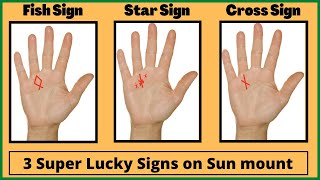 3 Super Lucky Signs on Sun mount in hand  Fish Star Cross Signs in Palmistry [upl. by Cutcheon]