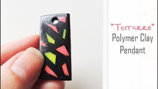 How to Make a Terrazzo Clay Pendant  Polymer Clay Mosaic Effect  DIY Tutorial [upl. by Aihtebat]