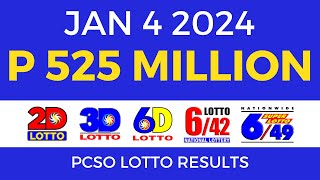 Lotto Result January 4 2024 9pm PCSO [upl. by Ferino213]