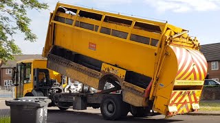 2015 Mercedes Kerbsider Bin Lorry Tipping In Swindon [upl. by Arakahs767]