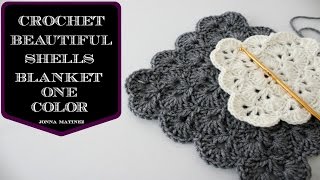 How To Crochet A Beautiful Shells Blanket In One Color  How to crochet a blanket  Shells Stitch [upl. by Moneta]