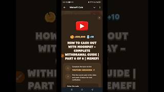 How to Cash Out with MoonPay – Complete Withdrawal Guide  Part 6 of 6  Memefi Youtube Video Code [upl. by Angelique]