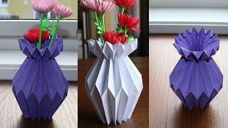 How To Make A Paper Flower Vase  DIY Simple Paper Craft [upl. by Celestine31]