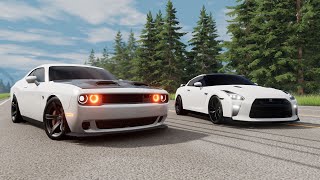 BeamMP  GTR Vs HellCat Cutting Up In Traffic NEAR MISSES amp CRASHES  W RLveto [upl. by Fleming]