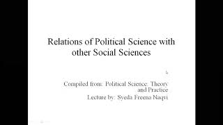 Political Science relation with other Social Sciences 1 [upl. by Codding481]