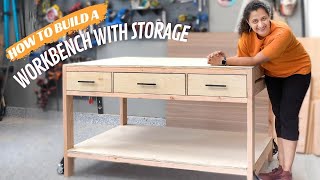 DIY Workbench with Drawers and Shelves  How To Make [upl. by Kathryn]