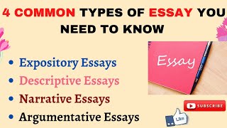 4 Common types of Essay you need to know Expository Descriptive Narrative and Argumentative Essays [upl. by Gardia625]