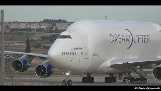 Boeing 747400 Dreamlifter N747BC landing  Taranto Grottaglie Airport Leonardo Factory [upl. by Ecirtram]