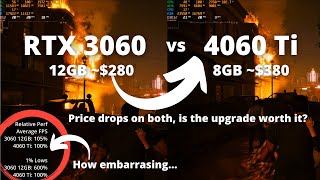 3060 12GB vs 4060 Ti 8GB It doesnt even always beat the 3060 [upl. by Rubinstein34]