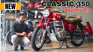 2024 New RE Classic 350 Madras Red Color All Details  Price  Features [upl. by Aztinad]