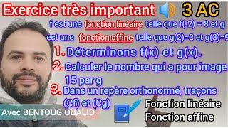 Exercice corrigé  Fonction linéaire  Fonction affine  3AC [upl. by Alikam259]