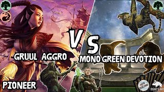 Mono Green Devotion VS Gruul Aggro MTG Pioneer [upl. by Neemsay]