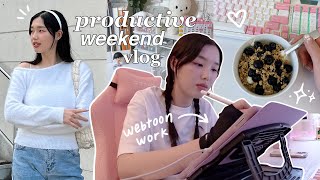 PRODUCTIVE WEEKEND IN MY LIFE reset day spring cleaning errands webtoon work amp vlog MOTIVATING [upl. by Saideman346]