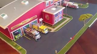 Fire Station 164 Scale with code 3 fire trucks part1 [upl. by Yelyab]