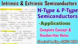 Intrinsic and Extrinsic Semiconductors  NType amp PType Semiconductors  Applications ionicbond [upl. by Gotthelf]