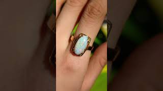 Vintage Oval 375ct Solid Australian White Opal Cabochon Ring in 18ct Gold opal opalring aussie [upl. by Rob]