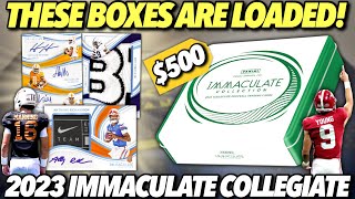 THE 1ST HIGHEND 2023 ROOKIE CARDS 🥵🔥 2023 Panini Immaculate Collegiate Football Hobby Box Review [upl. by Aidnahs230]