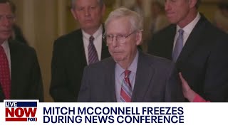 Mitch McConnell freezes during GOP news conference escorted away  LiveNOW from FOX [upl. by Ttej]