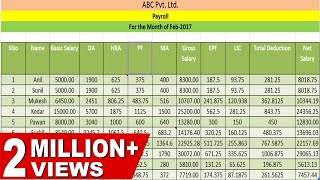 HOW TO CREATE PAYROLLSALARY SHEET PAYSLIP IN EXCELHindi [upl. by Katsuyama]