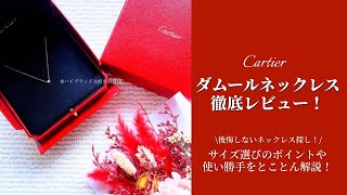 【カルティエ】ダムールネックレス徹底レビュー！後悔しない一粒ダイヤネックレスを探そう！ダムールネックレスのサイズ選び｜ダサい、使わなくなるって本当！？ [upl. by Rybma]