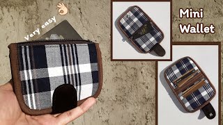 DIY Mini Wallet  bag sewing tutorial making card wallet 》آموزش کیف پول [upl. by Argela327]