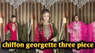 chiffon georgette three piece  beautiful Georgette three piece collection [upl. by Winona]