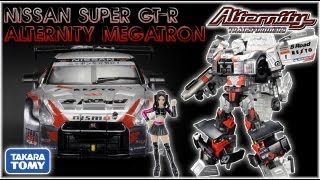 Animated Plastic Takara Tomy Transformers Alternity Nissan Super GTR GTR Megatron Video Review [upl. by Sabra]