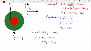 Rotational Dynamics Problem 2 Falling YoYo [upl. by Nedak]