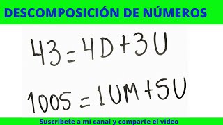 DESCOMPOSICIÓN DE NÚMEROS EN UNIDAD DECENA CENTENA UNIDAD DE MIL [upl. by Levin61]