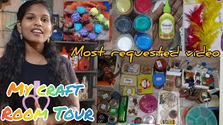 My Craft Room TourMy Craft and Bottle Art ItemsBasic Materials for bottle art malayalam Haul video [upl. by Aniehs]