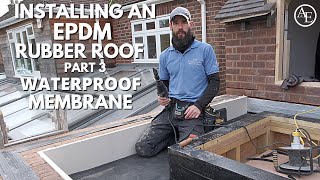 Installing An EPDM Rubber Roof Part 3 Waterproof Membrane [upl. by Enetsirhc518]