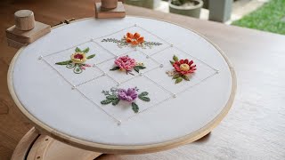 5 Beautiful Embroidery Flowers  HandiWorks Tutorial [upl. by Tingey]