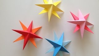 How to make Simple 3D Paper Stars Christmas DIY origami [upl. by Ahsekel]