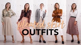 PLEATED SKIRTS Outfits Ideas  How To Style [upl. by Retsim]