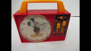 1970s Vintage Mickey Mouse ILLCO Disney Windup Musical Radio Clock [upl. by Bopp]