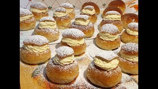 Chifle Mucenici Suedezi SEMLORSEMLA Swedish traditional Semlor BunsReteta cu Migdale si Frisca [upl. by Maclay]