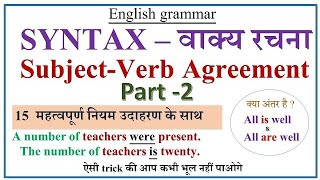 Syntax Part 2  subject Verb Agreement  englishgrammar grammar [upl. by Evoy]