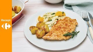 Kalkoenschnitzel met sinaas venkelsalade en geroosterde krieltjes [upl. by Nelli501]